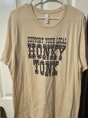 Bella Canvas Cream Graphic Tee with Black 'Support Your Local Honky Tonk' Print